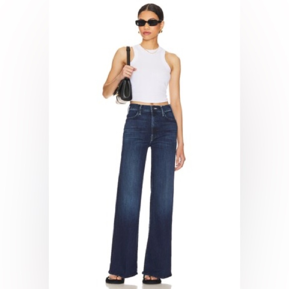 MOTHER Dark Blue High-Rise Wide Leg Jeans